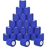 24 Pack Self Adherent Cohesive Wrap Bandages Non Woven Cohesive Bandage Elastic Self Adhesive Bandage Wrap Sports Athletic Tape First Aid Tape for Wrist Ankle Pet Vet Wrap Grip Cover 2 inch (Blue)
