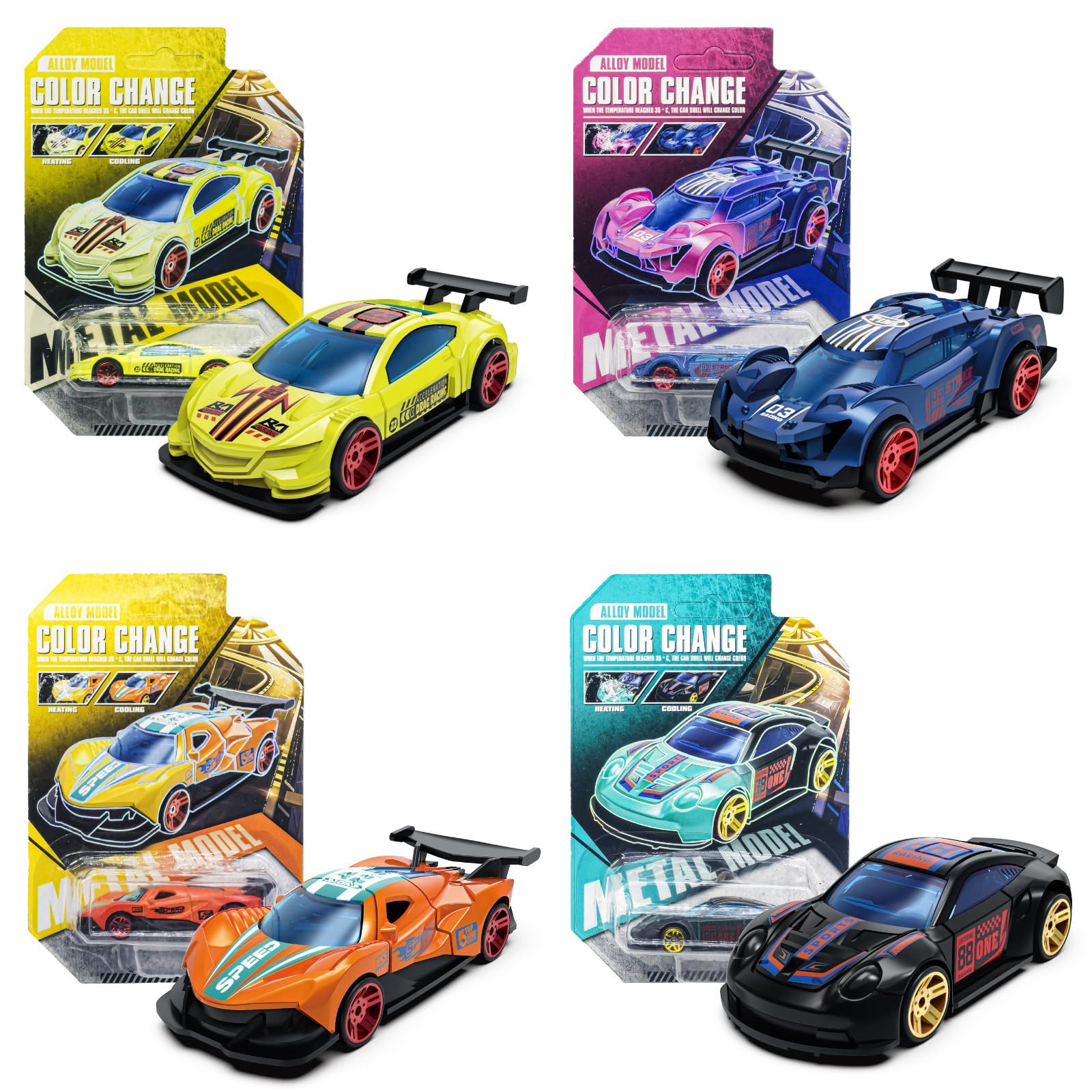 Embhlitfe Colour Changing Cars, 4 PCS Water-Activated Colour Toy Car, Alloy Cars Bath Toys for Kids, Boys, Girls Birthday Christmas Party Favors Gift