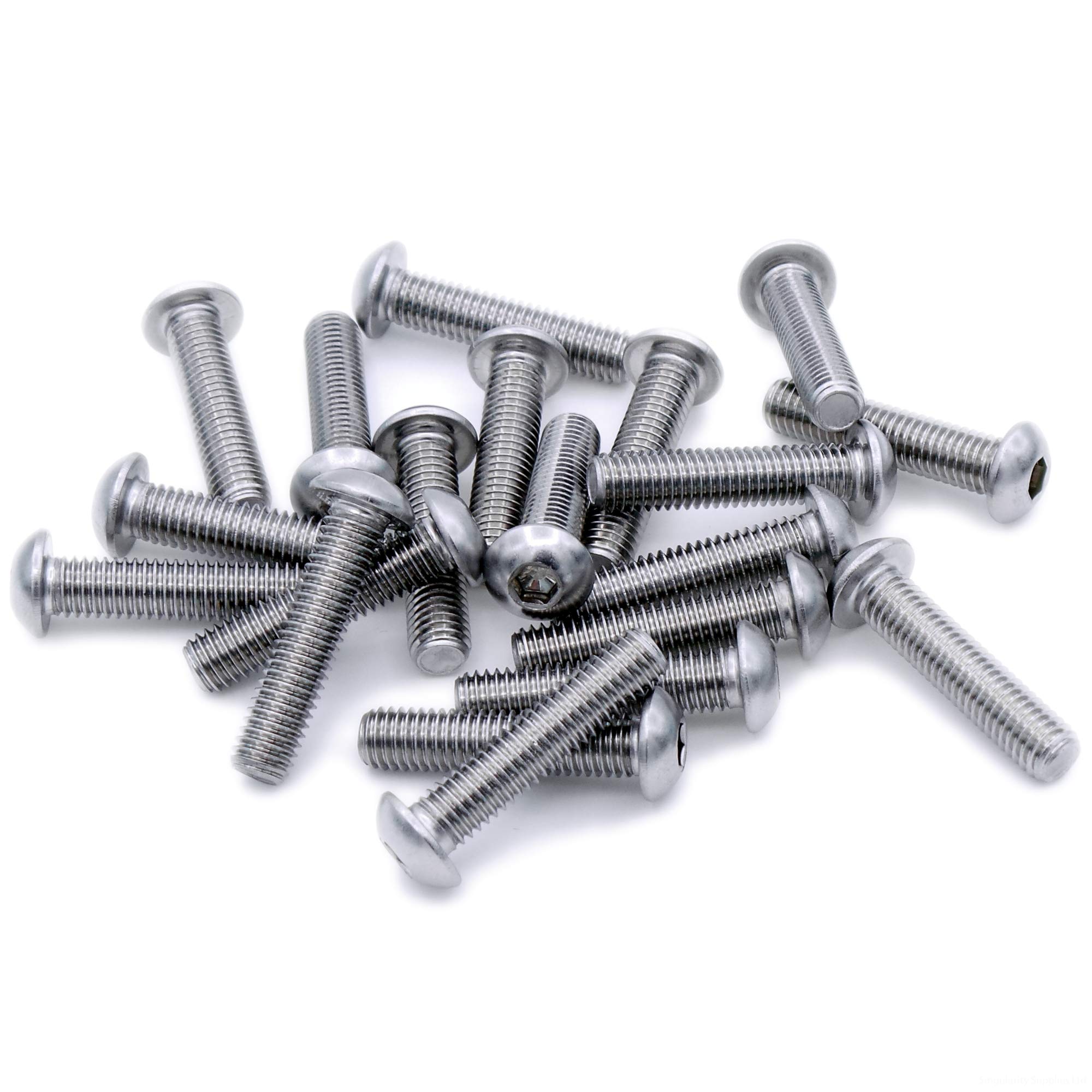 M2 (2mm x 20mm) Hex Socket Button Machine Screw (Bolt) - Stainless Steel (A2) (Pack of 20)