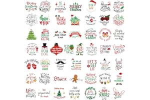 Fainne 100 Pcs Christmas Word Stickers for Crafts Christmas Vinyl Inspirational Stickers Waterproof Xmas Decals for Ornament Ball Wooden Cup Glass Water Bottle Decoration, 50 Style(Santa)