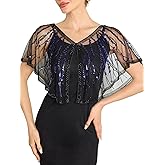 MTITE Women's 1920s Shawl Wraps,Sequin Flapper Evening Shawls for women Gatsby Accessories for Harlem Night