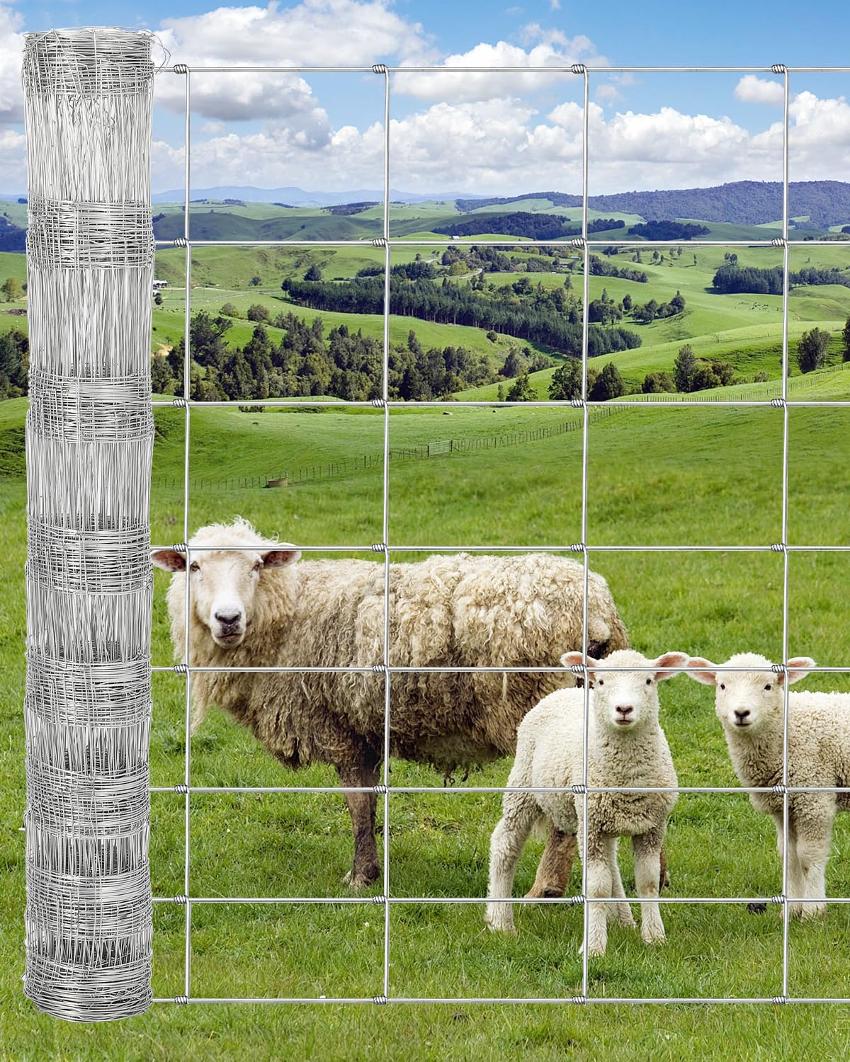 Photo 1 of GarveeLife Cattle Farm Fence, 4ft x 328ft Galvanized Wire Fencing for Goat Deer Hog Yard Livestock Animals Protection