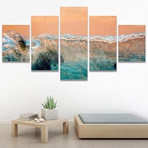 SIGNWIN 5 Panel Canvas Wall Art Aerial Beach...