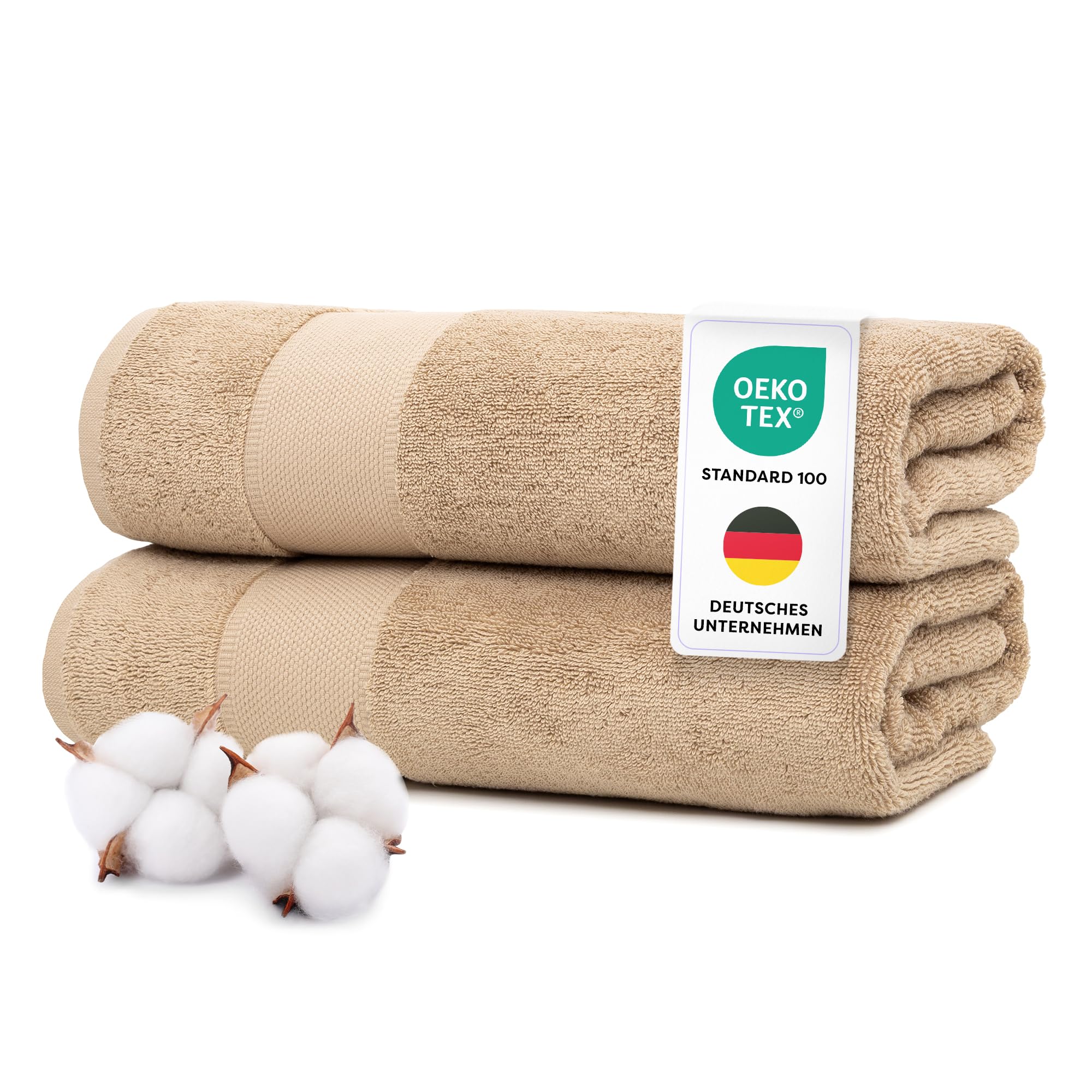 Wolkenfeld Gästehandtuch Set 3-teilig Premium - 100% Low Twist Baumwolle 550 g/m² - Ultra Weich & Saugfähig, Oeko-TEX Zertifiziert - 3 Gästehandtücher 30x50 cm, Handtücher Set, Beige