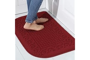 COSY HOMEER 27X18 Inch Anti Fatigue Kitchen Rug Mats are Made of 100% Polypropylene Half Round Rug Cushion Specialized in Anti Slippery and Machine Washable (Burgundy 1 pc) …