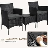 Yaheetech 3-Piece Rattan Garden Set Outdoor Patio Conversation Furniture Black view 6