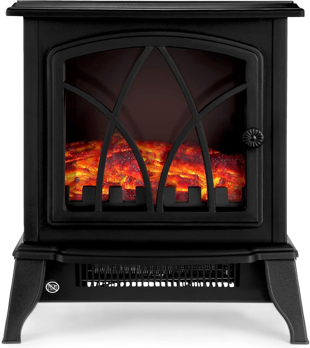 NETTA Electric Fireplace Stove Heater 1600-1800W Freestanding Black