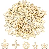 UNICRAFTALE 50pcs Bracelet Charms Jewelry Making Charms Flower Butterfly Golden Charms Stainless Steel Pendants for DIY Necklace Bracelet Earring Craft Supplies