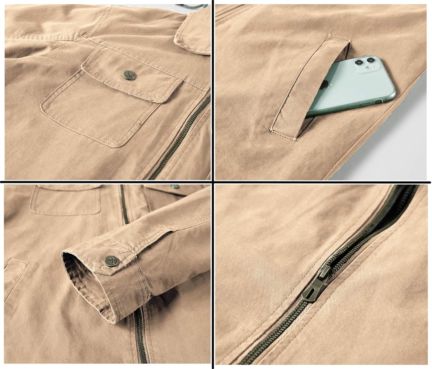 JYG Men's Casual Cotton Military Lapel Jacket with Removable Hood at  Men’s Clothing store