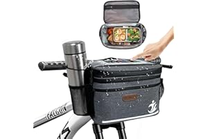 MeiMeSu Bike Handlebar Bag with Touch Screen Phone Holder, Waterproof Front Basket, Insulated Cooler Lunch Bag