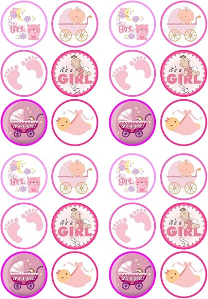 It S A Girl Mix Baby Shower Birth Precut Edible Cupcake Toppers