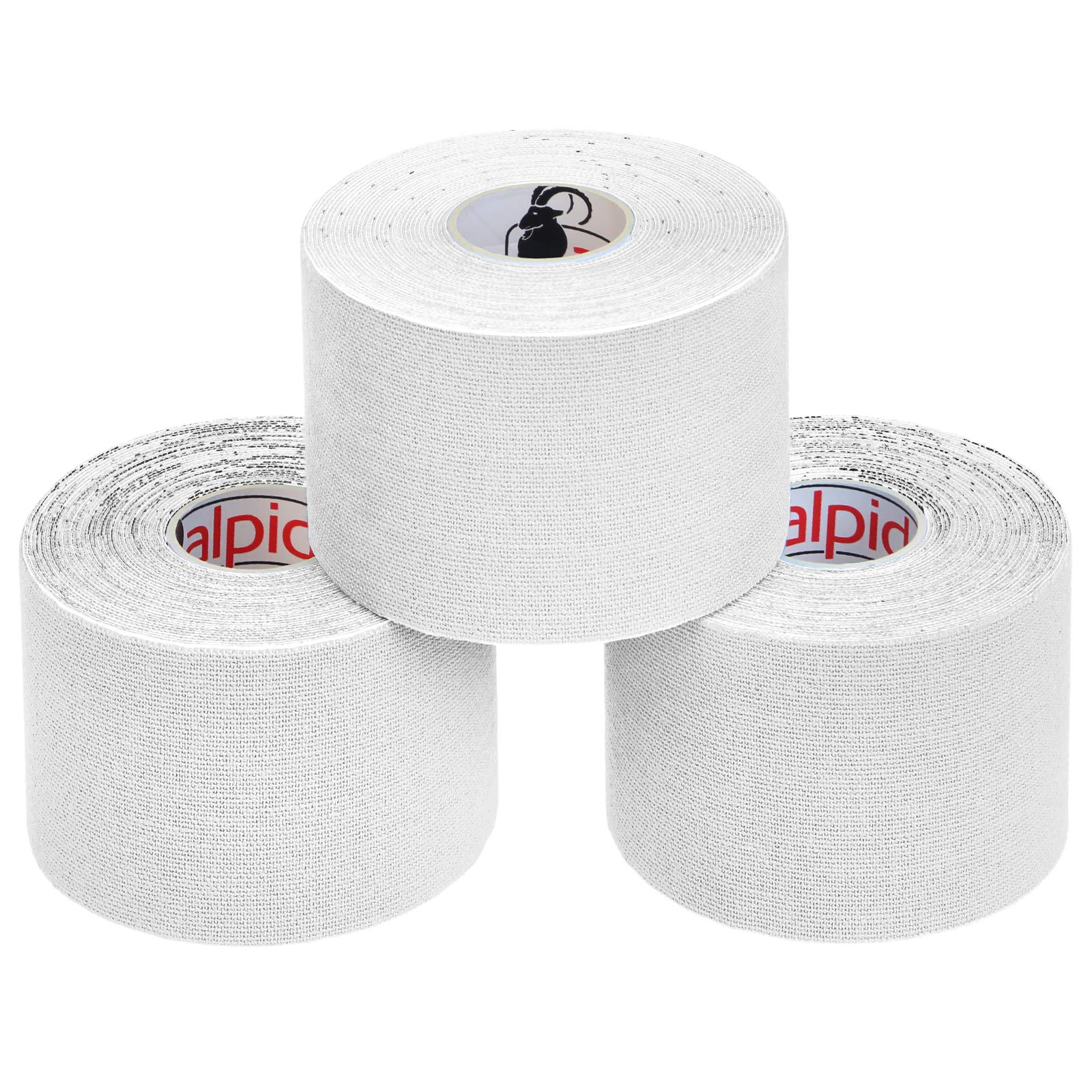 ALPIDEX Kinesiology Tape 1/3/ 6/12 Rolls Many Colors 5 m x 5 cm Application Examples E- Book Skin Friendly Muscle Support Elastic Strapping Tape, Colour:White, Quantity:3 Rolls