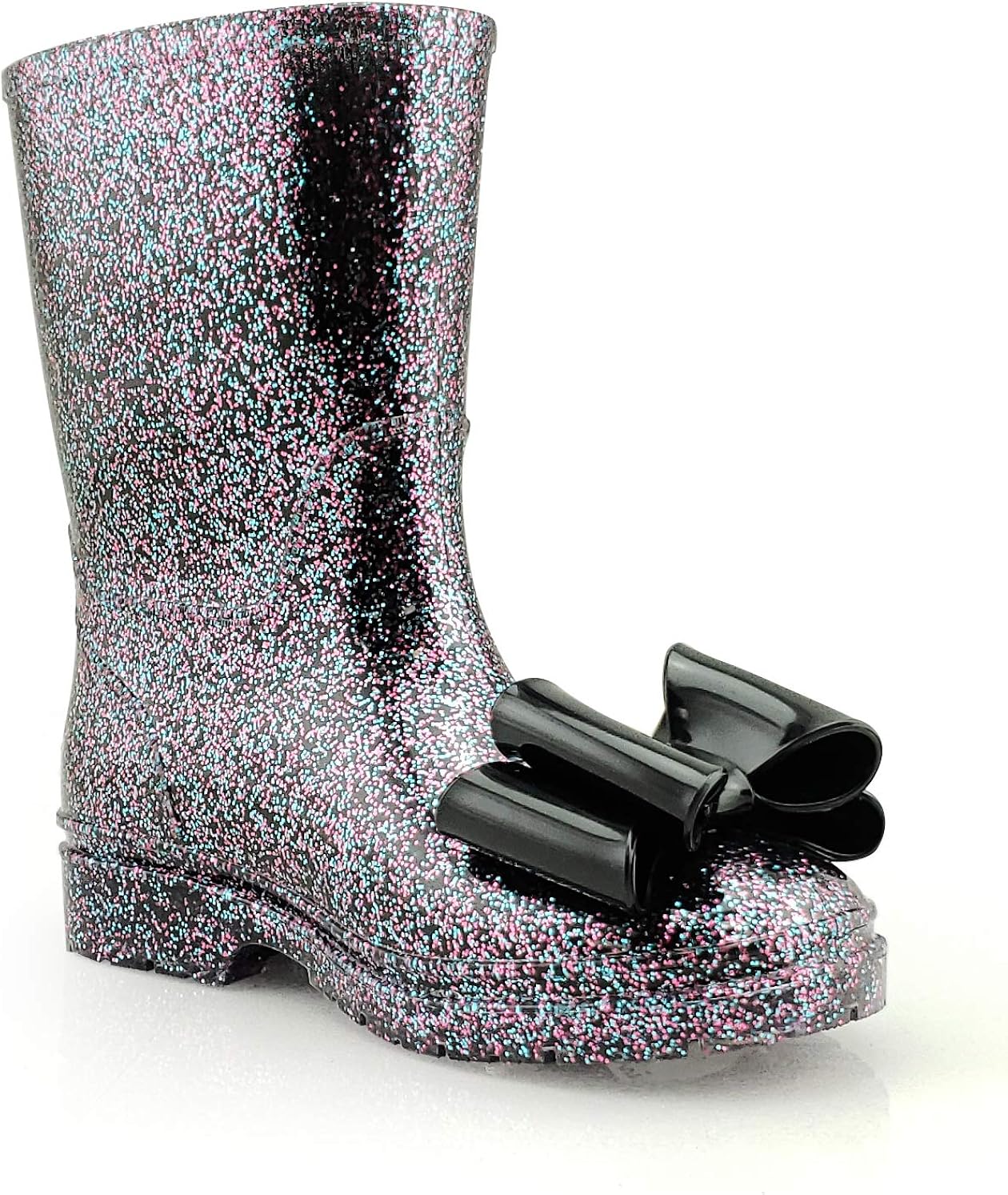 JELLY BEANS Girls Glitter Waterproof Rain Boots with Bow