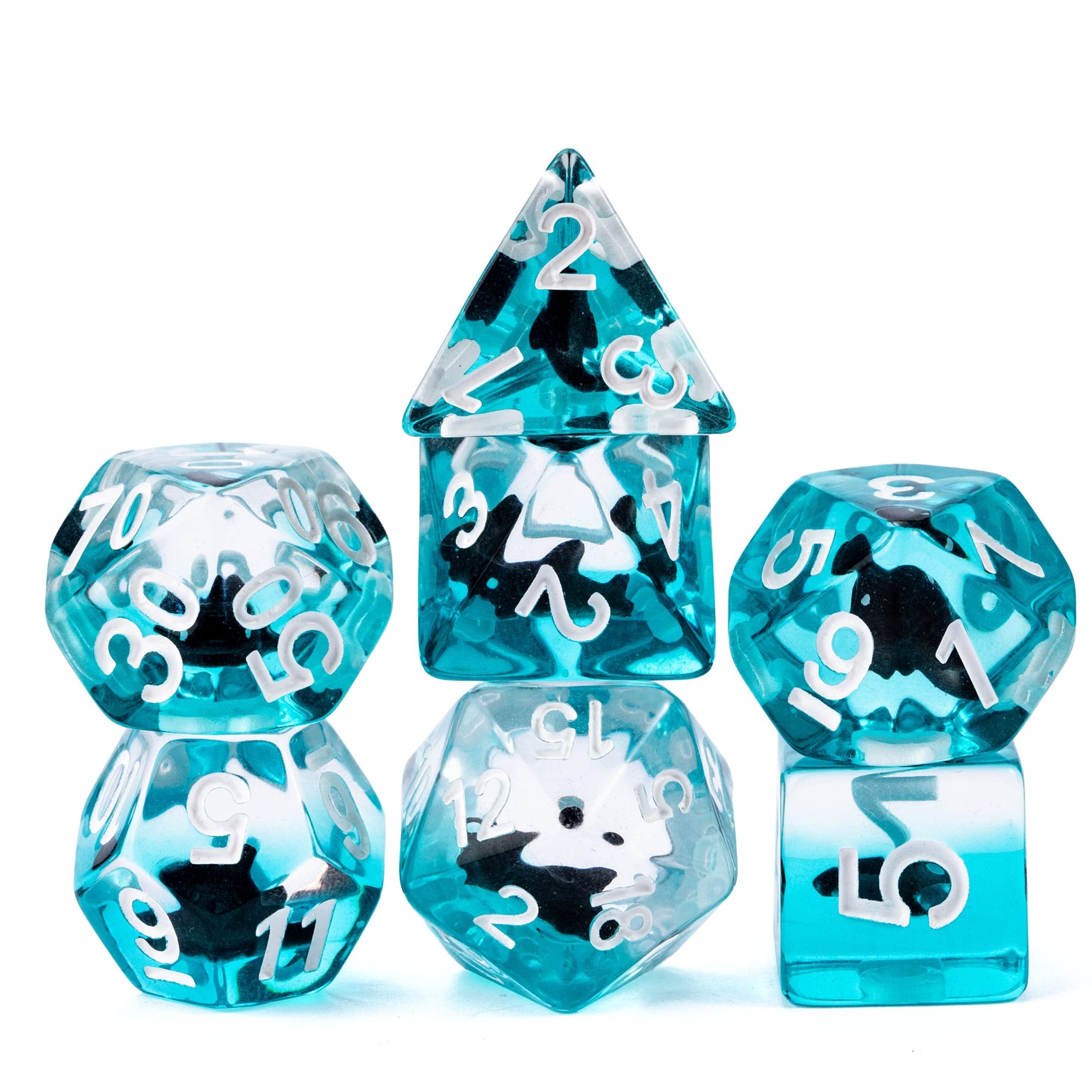 cusdie 7-Die DND Dice, Polyhedral Dice Set Filled with Animal, for Role Playing Game Dungeons and Dragons D&D Dice（Black Shark） — image 1