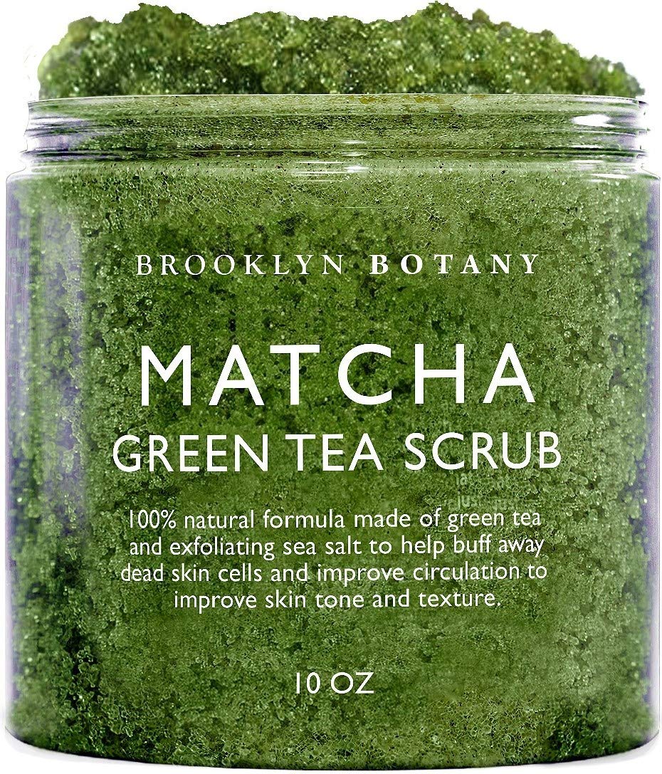 Brooklyn Botany Matcha Green Tea Exfoliating Body Scrub (Updated Formula) - Body Scrub, Foot Scrub & Facial Scrub Moisturizes and Nourishes Face Feet & Skin - Reduce Inflammation - Soothe & Smooth Feet - 10 oz : Beauty