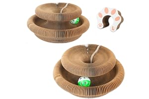Goosheep 2Pack Magic Organ Cat Scratching Board Cat Accordion Toy Cat Scratching Post Ball Track, Kitten Fun Intelligence Physical Exercise Educational Toy Kitty Kurlz