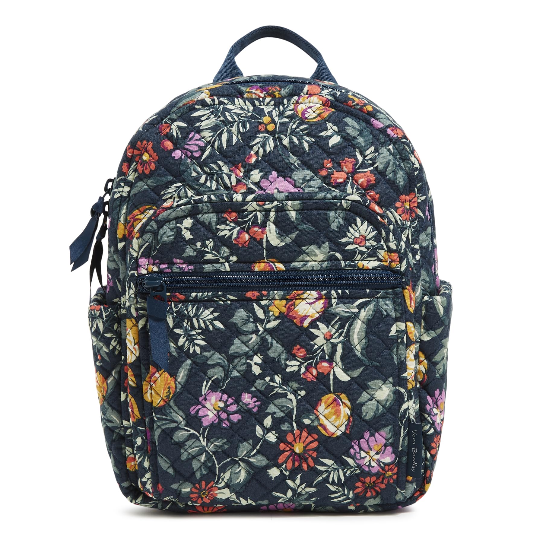 Vera Bradley Women’s Cotton Small Backpack, Fresh-Cut Floral Green, One Size