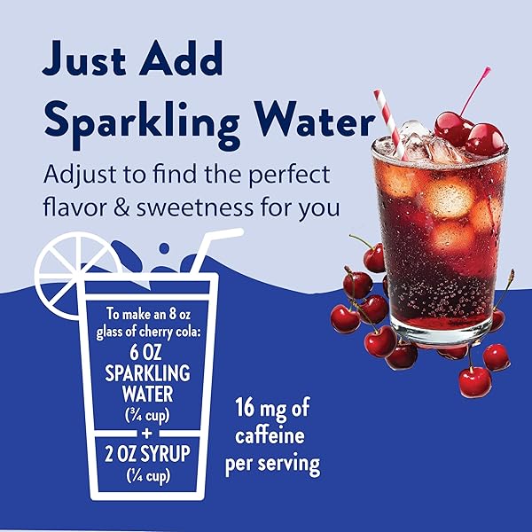 JORDAN’S SKINNY MIXES SUGAR FREE SYRUP, CHERRY COLA FLAVOR, FRUIT FLAVORED WATER ENHANCER, DRINK MIX FOR ICED TEA, LEMONADE, DRINKS, LOW CALORIE WATER FLAVORING, DAIRY & GLUTEN FREE KOSHER, 25.4 FL OZ
