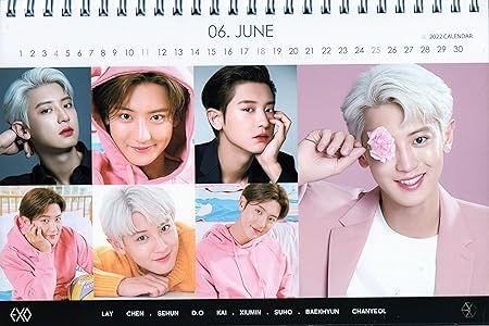 Amazon Exo エクソ グッズ 卓上 カレンダー 写真集 カレンダー 22 23年 2年分 ステッカーシール 12点セット アイドル 芸能人グッズ 通販