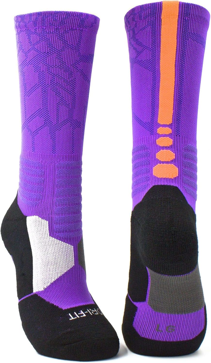 Basketball Socks 5 Pack Athletic Crew Socks Compression Sports Socks for Boy Girl Men Women,A3,Medium: Clothing