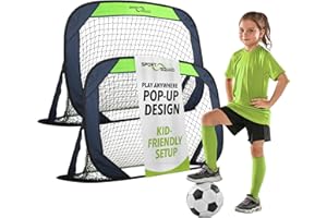 Sport Squad Portable Soccer Goal Net Set - Pop Up Training Soccer Goals for Backyard - Indoor or Outdoor Versions - Easy Assembly - Great for Kids and Adults