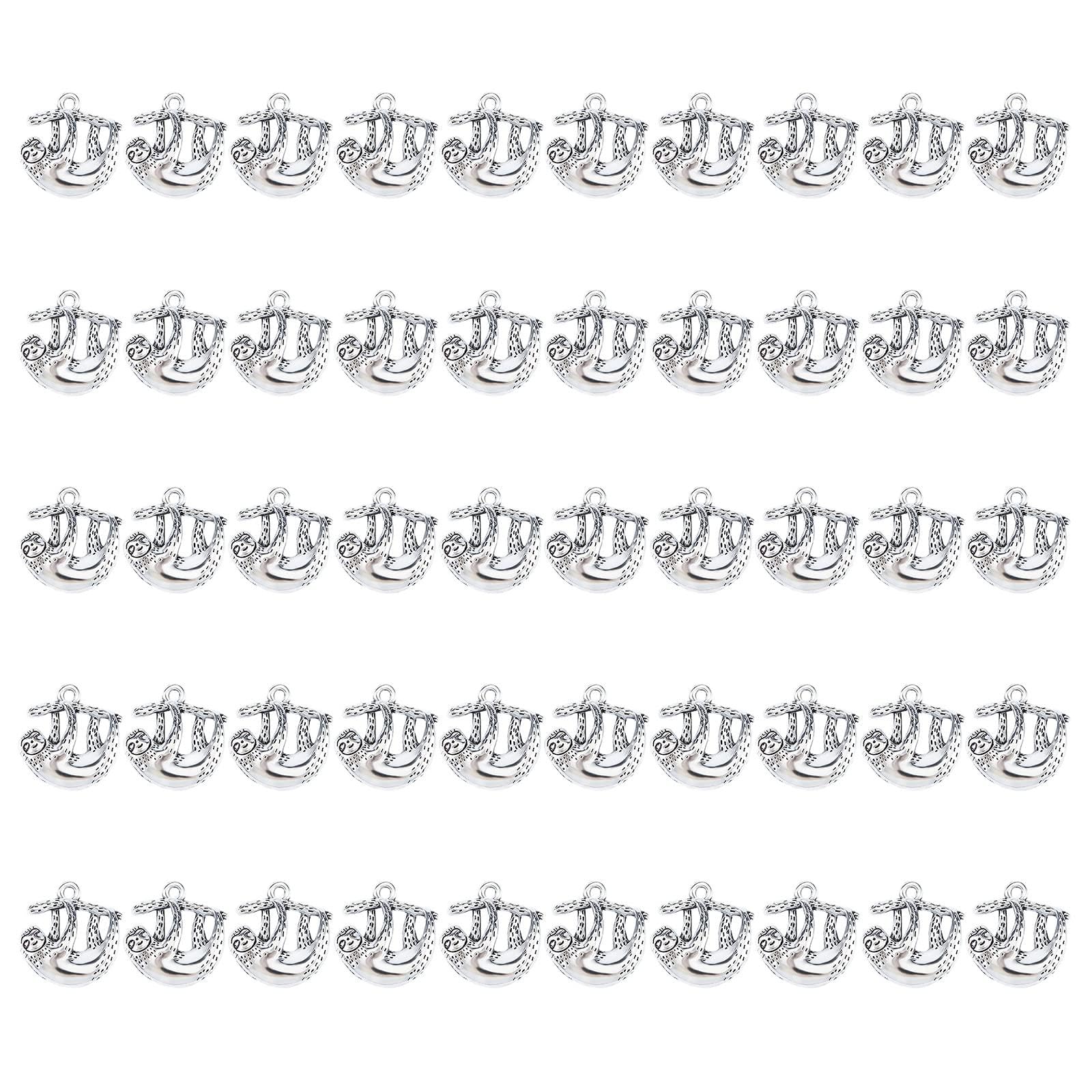CHGCRAFT 50pcs Cute Sloth Charms Alloy Sloths Charms Pendants Tibetan Style Cute Animal Pendants for DIY Necklaces Bracelets Jewelry Making Craft Accessories