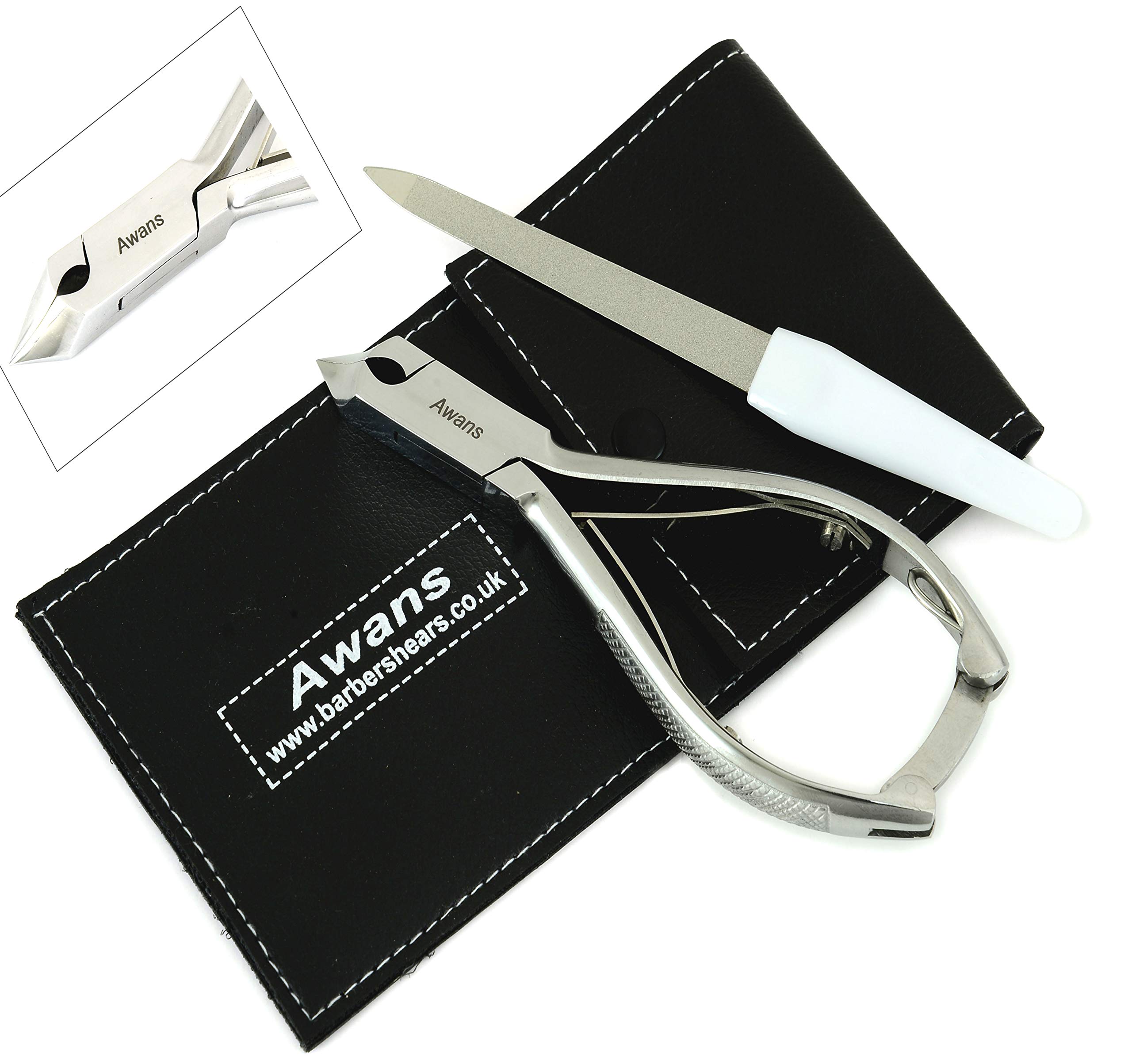 Awans Professional Nail Clipper Stainless Steel auto cleavable With Protective Case, Clippers for fingernails - Podiatry Instruments Clippers 6" (Design 2)