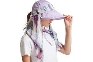 icolor Women Sun Hats UPF 50 Sun Protection Hat Summer Outdoor Neck Shield Flap Visor Hat Ponytail Hats Wide Brim Beach Hat