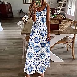 Summer Dresses for Women Boho Floral Print Maxi
