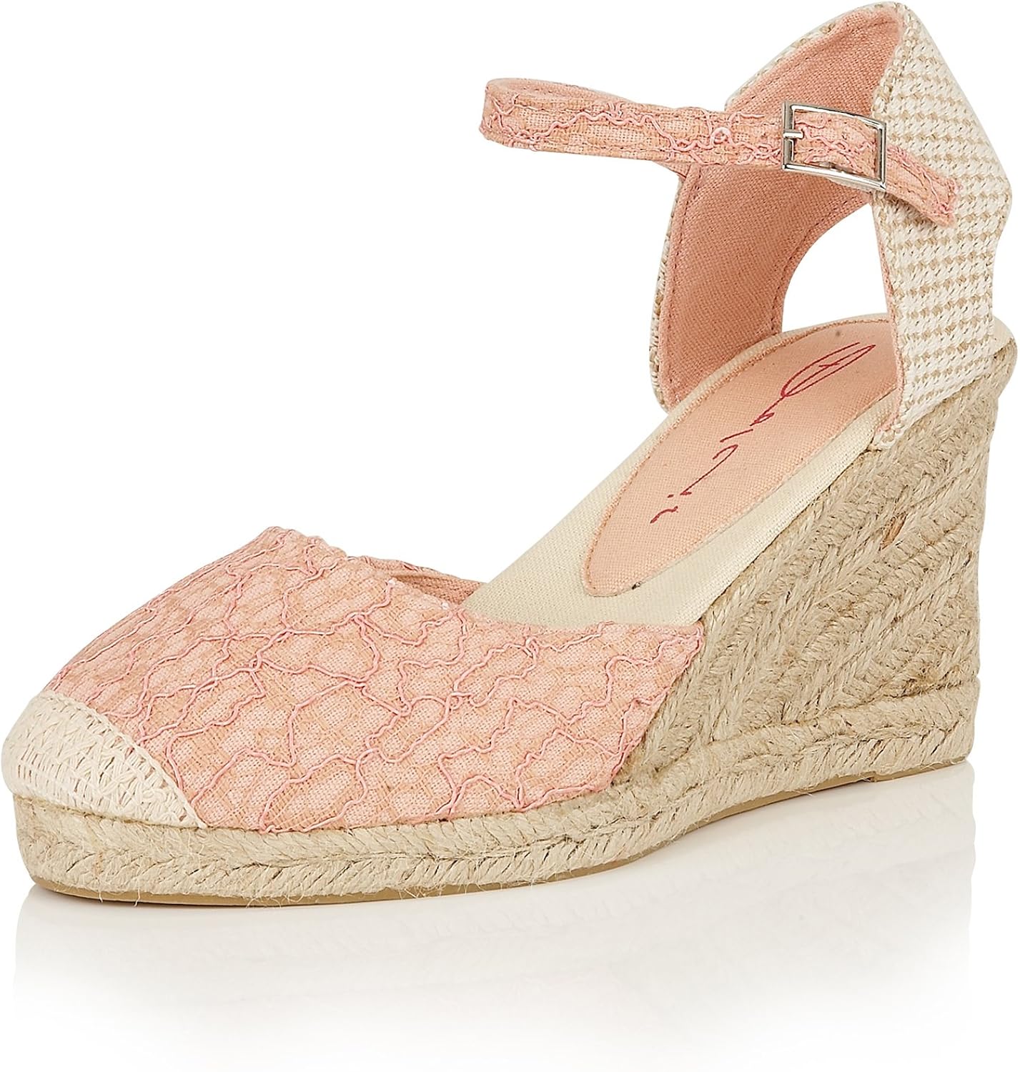 Ladies Espadrille Ankle Strap Wedge Pink UK8 EU41 US11 Amazon.co