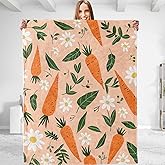 dhakalrlde Carrot & Flower Plush Throw Blanket - Soft, Comfy, Lightweight, Warm, and Fuzzy - Ideal Gift for Men and Boys - Perfect for Couch, Bedroom, Travel, Bed - 50x60 inches
