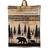 VODRM Birthday Gifts for My Dad Blanket from Daughter Son,Unique Best Gift Blanket 60x80in for Men Father,Rustic Forest & Bear Love Blankets, Inspirational Message, Happy Festival Father's Day Decor