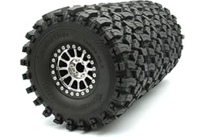 TxxRcss 348g Weighted RC 2.2 Beadlock Wheels & Tire Set (4-Piece) Upgrades Accessories Rims for 1/10 SCX10 Wheels TRX4RC4WD and D90 RC Crawler Axial Remote Control Car 4pcs (Silver & Black)