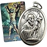 Westmon Works St Andrew Medal Set Italian Metal Medallion with Laminated Saint Prayer Holy Card
