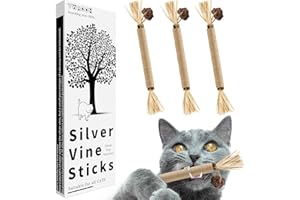 YWAOOH 3 Pack Silvervine Sticks Cat Toys, 100% Natural Kitten Teething Chew Toys, Catnip Toys for Kittens & Cats, Cat Approved Gift, Protects Furniture