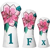 Women Golf Headcovers Driver Headcover Fairway Wood Cover Hybrid Headcover | 1/3pcs Golf Headcovers Set, Premium Faux Leather Golf Head Covers for Women