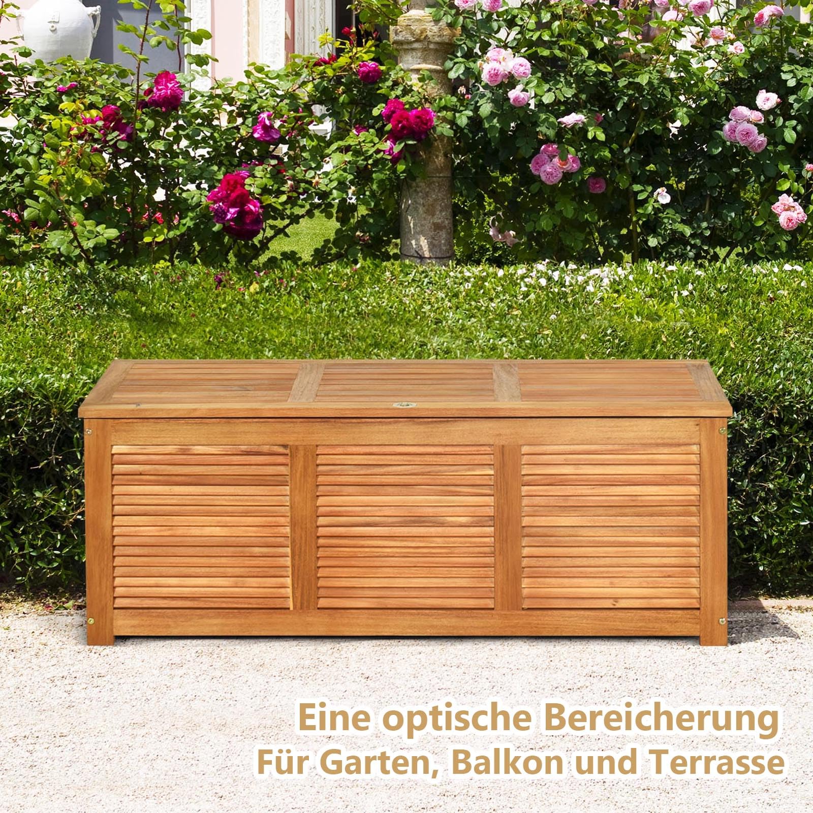 GIANTEX Gartenbox Holz Auflagenbox Gartentruhe Kissenbox Holzbox Garten 8
