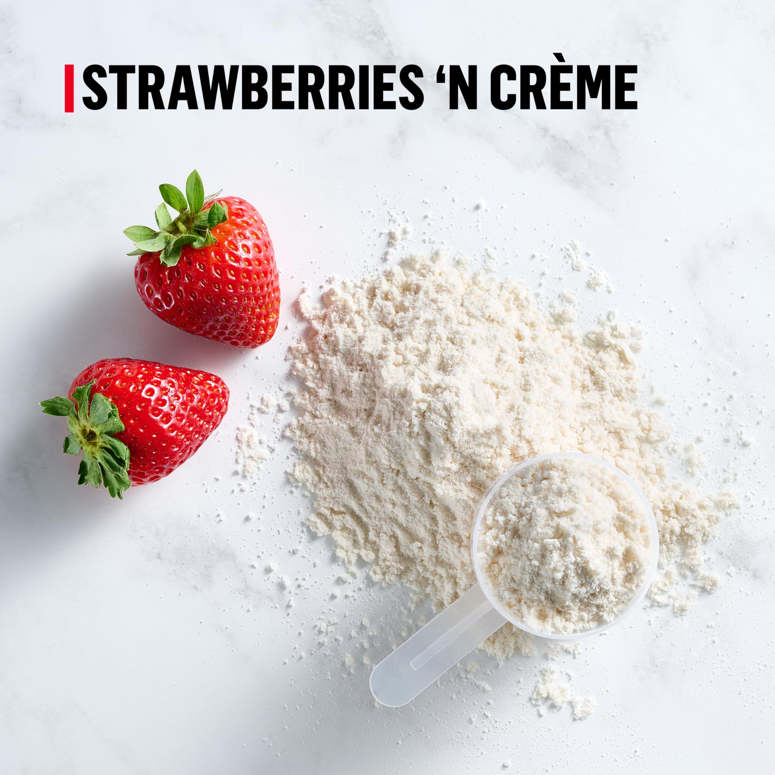 Muscle Milk Genuine Protein Powder, Strawberries ‘N Crème, 1.93 Pounds, 13 Servings, 32g Protein, 3g Sugar, Calcium, Vitamins A, C & D, NSF Certified for Sport, Energizing Snack, Packaging May Vary