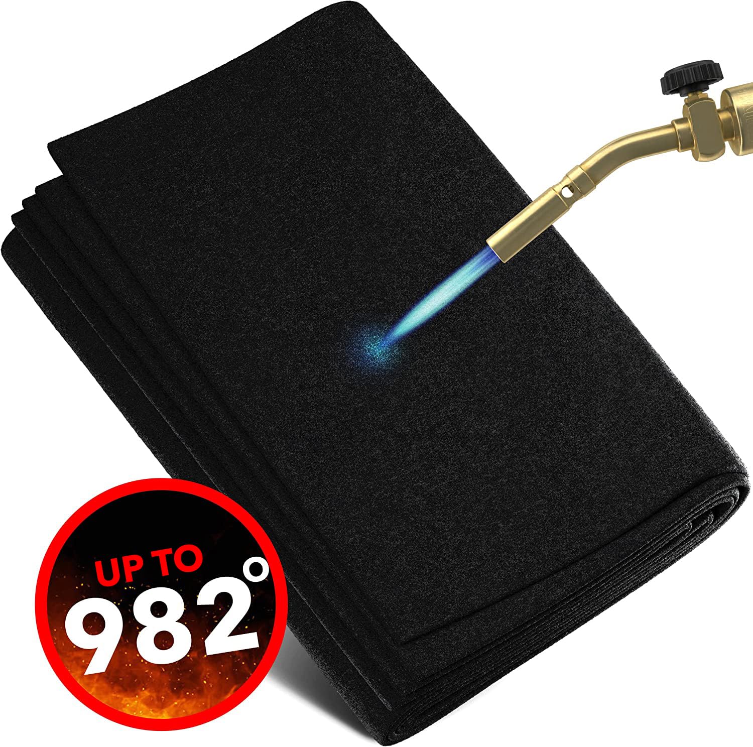 Fireproof Underlay 1 x 1 m Heat Resistant up to 982 °C Black Fireproof Fabric Ideal as a Fire Protection Mat or as a BBQ Mat, Heat Protection Mat Non-Flammable, Fireproof Plate Fire Protection