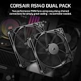 Corsair RS140 140mm PWM Fans Daisy-Chain Low-Noise Magnetic Dome Bearing Pack view 2