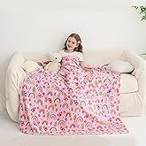 Softan Kids Throw Blanket for Girls & Boys, Warm Soft Toddler Flannel Blankets for Sofa Couch Bed， Cozy Fuzzy Plush Flannel Kids Throw Blanket for Daycare & School - Colorful Rainbow 50x60 inches