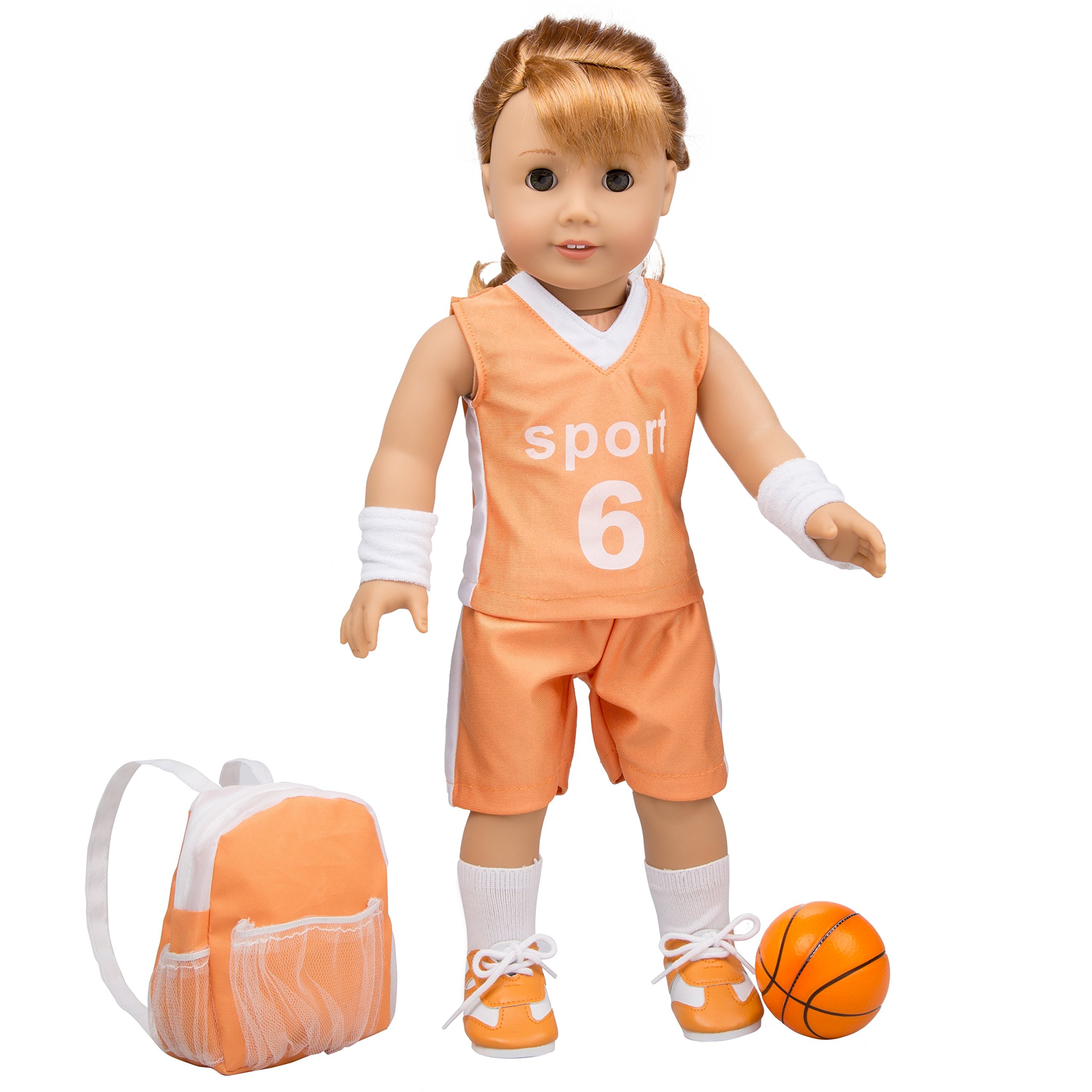 Basketball Uniform For American Girl Dolls (Includes Jersey Shirt Shorts Head.. 11 818kuwjoo8L