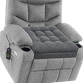 baibu Large Memory Foam Recliner Cushions for Elderly, 20x20x5 Inch Thick Dual-Layer Patent Design Non-Slip Recliner Seat Cushion for Couch for Easy to Stand Up & Reduce Hip & Lumbar Pain, Dark Grey
