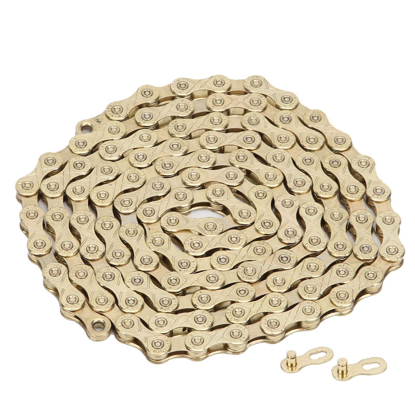 Alomejor Mountain Bike Chain with PowerLink Chain Connector for 10 Speed Adjustable Road Replace(gold)