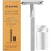 ASIPRO Safety Razor for Men &amp; Women with 10 Double Edge Safety Razor Blades Reusable Double Edge Razor Single Blade Razors for Women &amp; Men Kit Gift Metal Razors Stainless