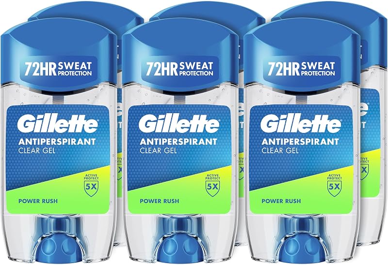 Gel antitranspirante transparente e desodorizante Power Rush para homens, 70 ml x 6