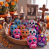Thenshop 12 Pcs Day of the Dead Felt Ornaments for Tree Decorations | Dia De Los Muertos Sugar Skull Halloween Decor, Mexican Skeleton Head, 4 inch Double Sided Hanging for Party Xmas Christmas
