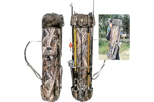 DONQL Fishing Rod Bags - Multifunction Outdoor Camping Portable Canvas Backpack Case for 5 Poles & Tackles (Camouflage)
