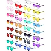 Flutesan 30 Pairs Heart Shaped Sunglasses Bulk Rimless Heart Sunglasses Accessories Candy Eyewear for Women Men Party Favors