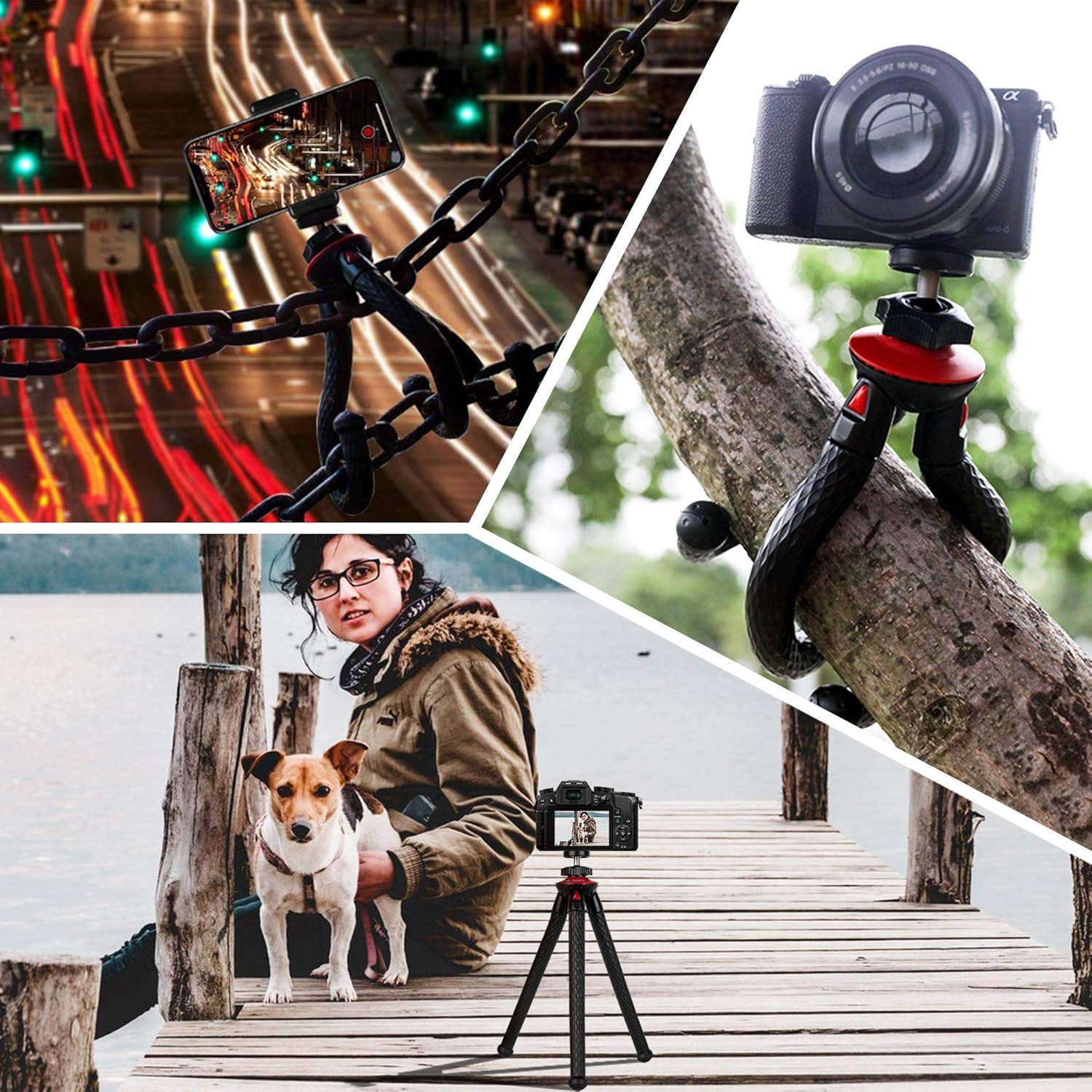 Tripod for iPhone, Fotopro Flexible Camera Tripod with Bluetooth for iPhone 11 XS, Samsung, Waterproof and Anti-Crack Phone Tripod Stand for GoPro, Portable Travel Tripod for Live Streaming Vlog Video : Camera & Photo